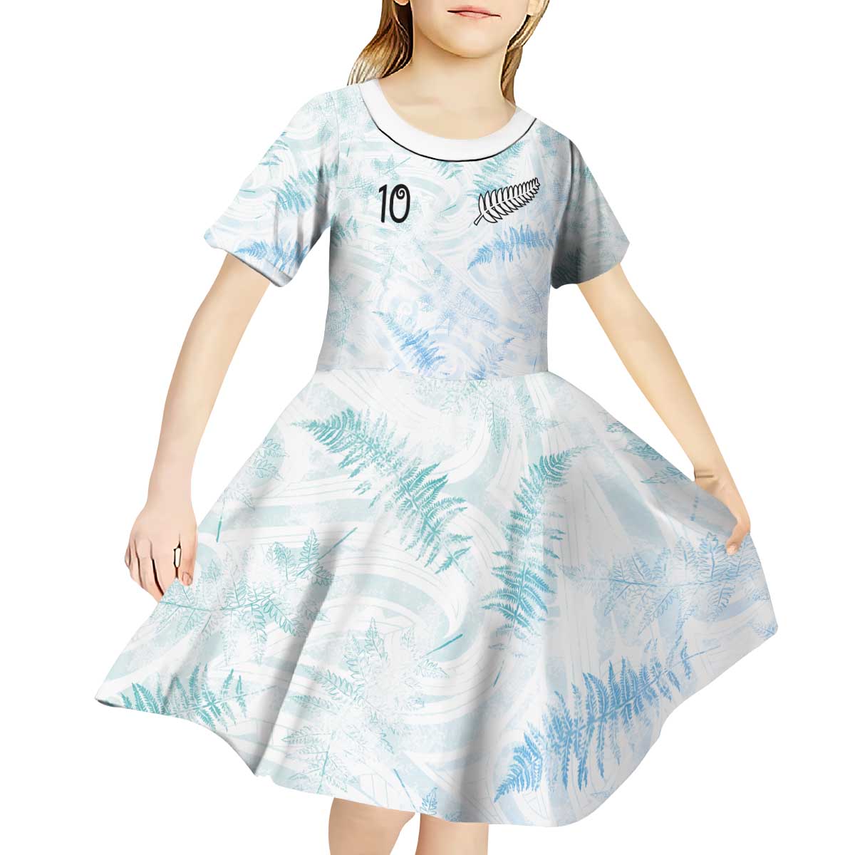Custom New Zealand Football Kid Short Sleeve Dress The Whites-Aotearoa Inspired LT03 - Polynesian Pride
