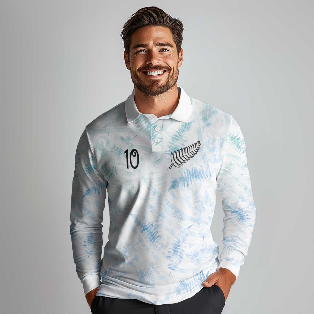 Custom New Zealand Football Long Sleeve Polo Shirt The Whites-Aotearoa Inspired LT03 - Polynesian Pride