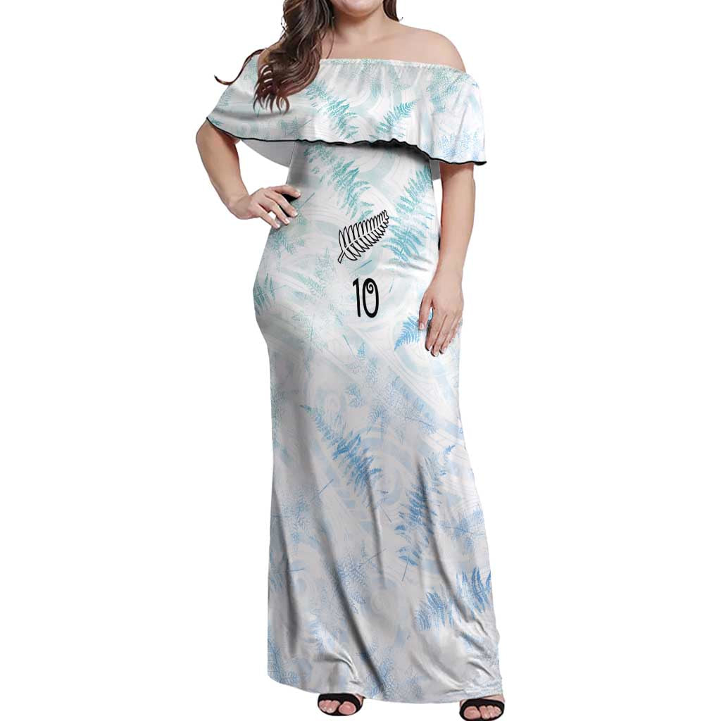 Custom New Zealand Football Off Shoulder Maxi Dress The Whites-Aotearoa Inspired LT03 Women White - Polynesian Pride