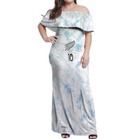 Custom New Zealand Football Off Shoulder Maxi Dress The Whites-Aotearoa Inspired LT03 Women White - Polynesian Pride