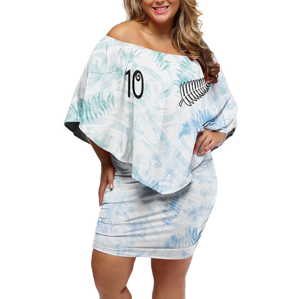 Custom New Zealand Football Off Shoulder Short Dress The Whites-Aotearoa Inspired LT03 Women White - Polynesian Pride
