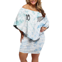 Custom New Zealand Football Off Shoulder Short Dress The Whites-Aotearoa Inspired LT03 Women White - Polynesian Pride