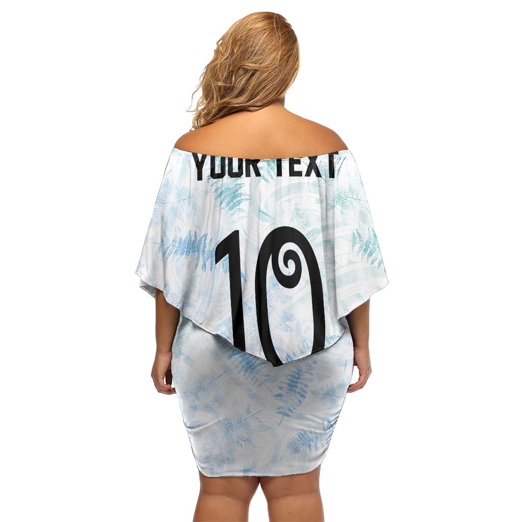 Custom New Zealand Football Off Shoulder Short Dress The Whites-Aotearoa Inspired LT03 - Polynesian Pride
