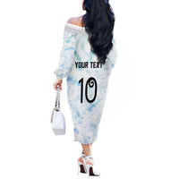 Custom New Zealand Football Off The Shoulder Long Sleeve Dress The Whites-Aotearoa Inspired LT03 - Polynesian Pride