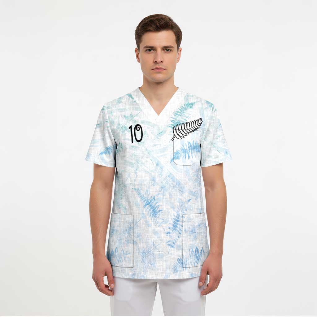 Custom New Zealand Football Scrub Top The Whites-Aotearoa Inspired - Polynesian Pride