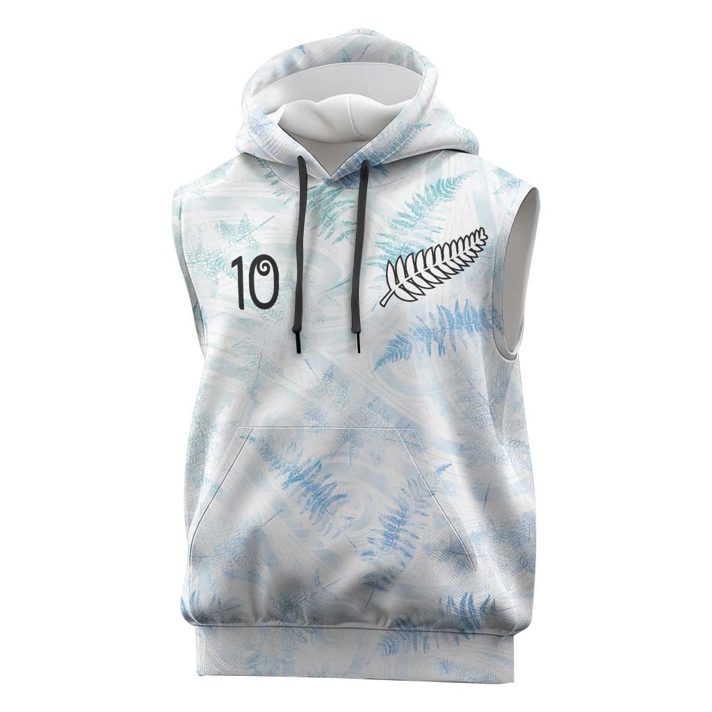Custom New Zealand Football Sleeveless Hoodie The Whites-Aotearoa Inspired LT03 White - Polynesian Pride