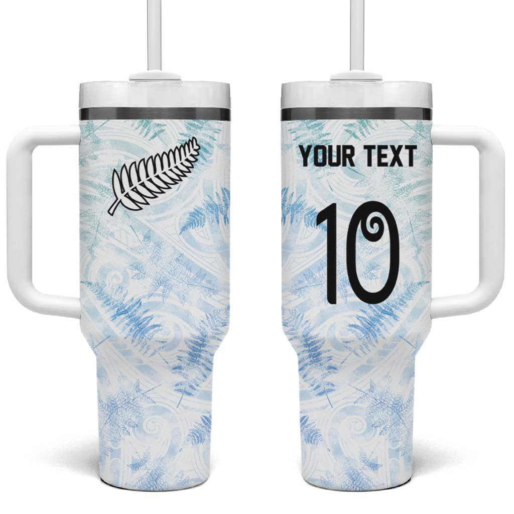Custom New Zealand Football Tumbler With Handle The Whites-Aotearoa Inspired LT03 One Size: 40 oz White - Polynesian Pride