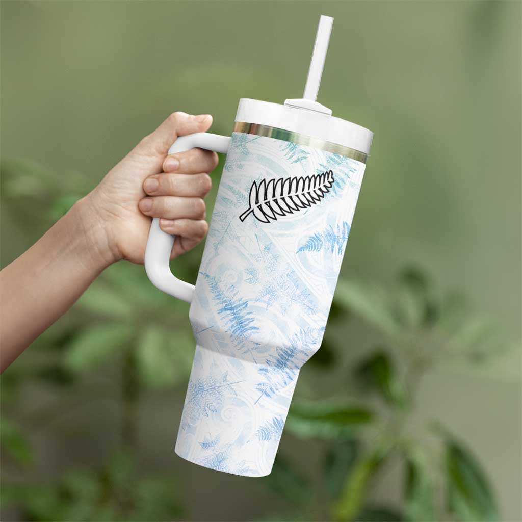 Custom New Zealand Football Tumbler With Handle The Whites-Aotearoa Inspired LT03 - Polynesian Pride