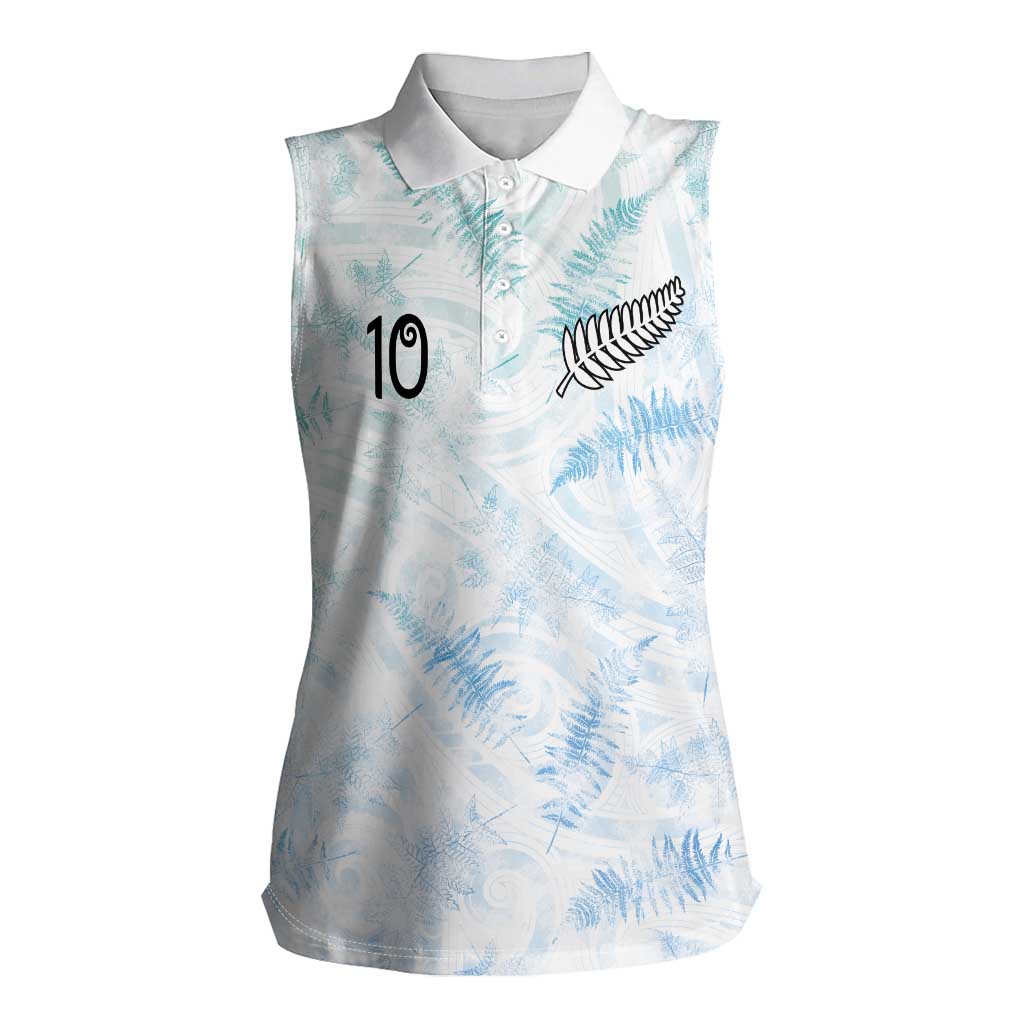 Custom New Zealand Football Women Sleeveless Polo Shirt The Whites-Aotearoa Inspired LT03 Female White - Polynesian Pride