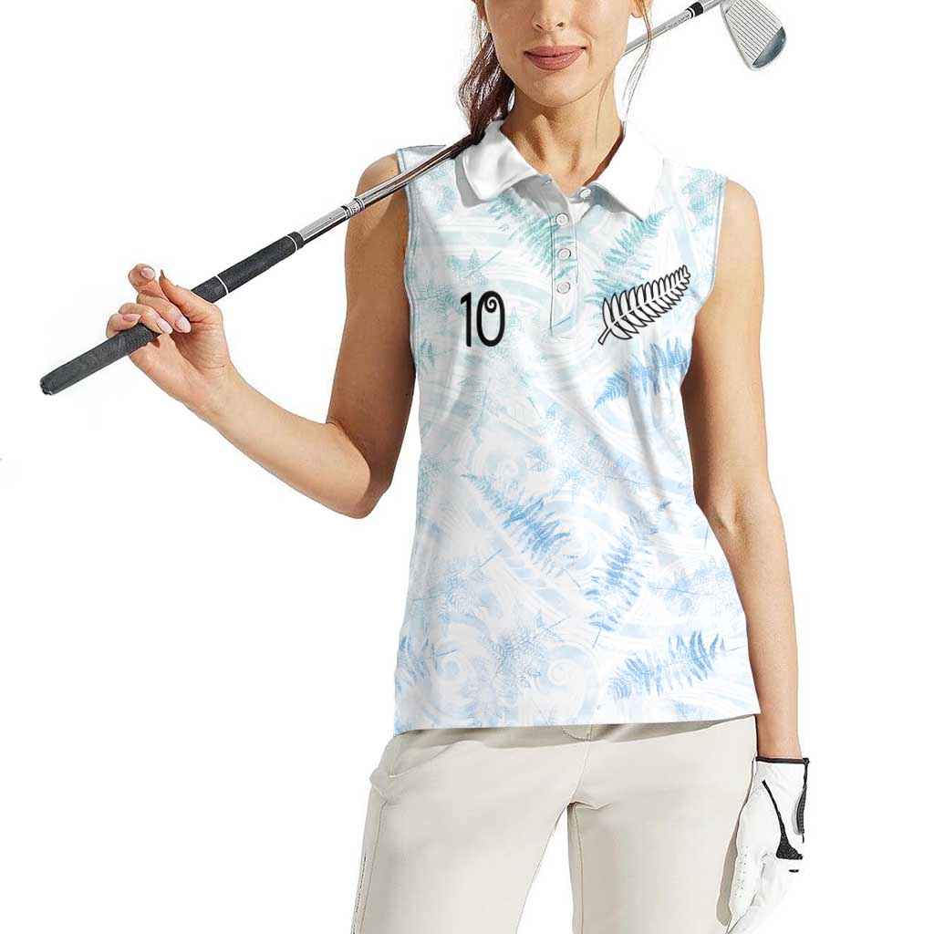 Custom New Zealand Football Women Sleeveless Polo Shirt The Whites-Aotearoa Inspired LT03 - Polynesian Pride