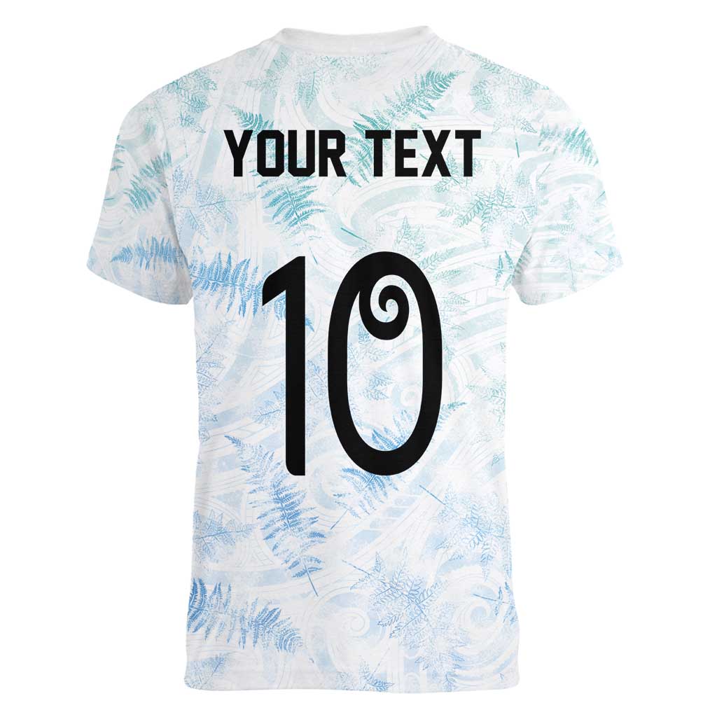 Custom New Zealand Football Women V-Neck T-Shirt The Whites-Aotearoa Inspired LT03 - Polynesian Pride