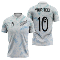 Custom New Zealand Football Zipper Polo Shirt The Whites-Aotearoa Inspired LT03 - Polynesian Pride