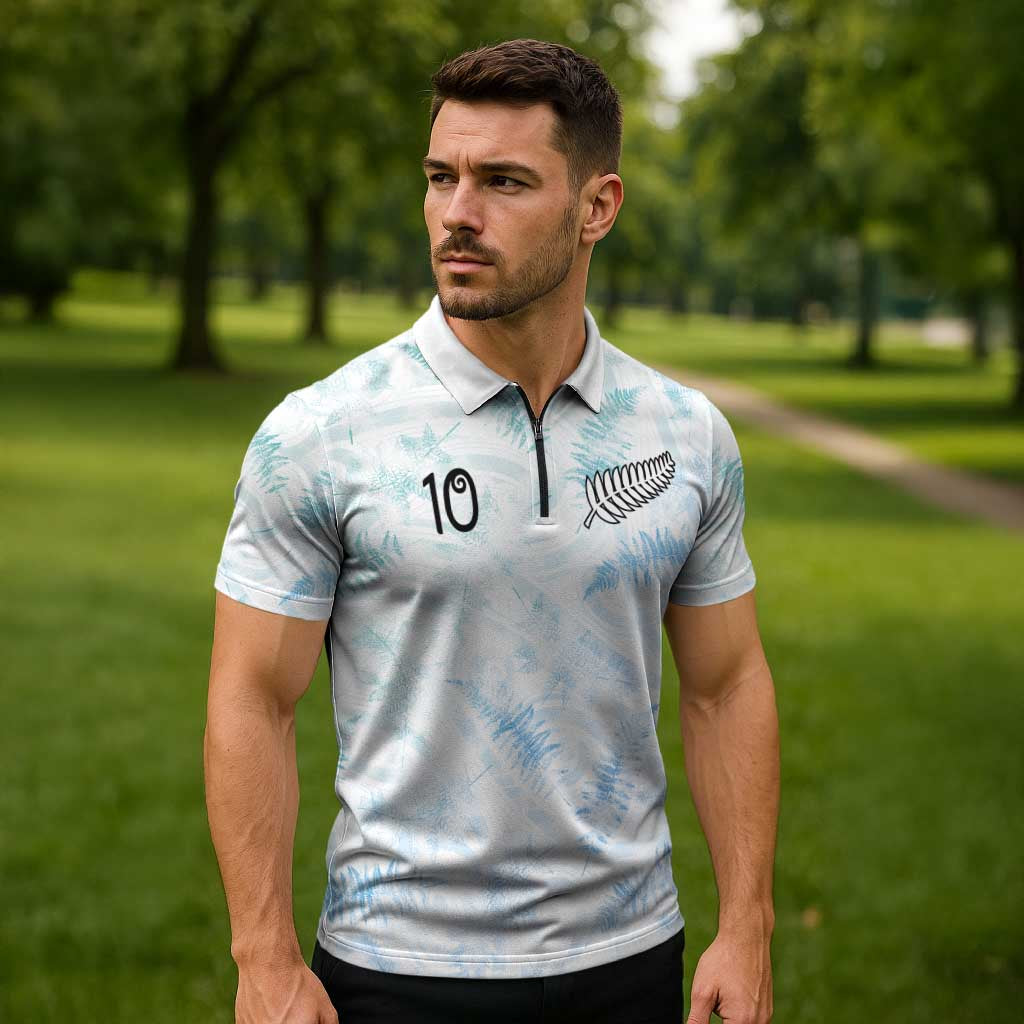 Custom New Zealand Football Zipper Polo Shirt The Whites-Aotearoa Inspired LT03 - Polynesian Pride