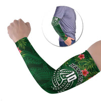 Custom Hawaii Volleyball Arm Sleeves Kakau Abstract and Tropical Plants Green Color - Polynesian Pride