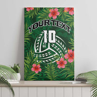 Custom Hawaii Volleyball Canvas Wall Art Kakau Abstract and Tropical Plants Green Color - Polynesian Pride