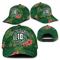 Custom Hawaii Volleyball Classic Cap Kakau Abstract and Tropical Plants Green Color - Polynesian Pride