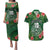 Custom Hawaii Volleyball Couples Matching Puletasi and Hawaiian Shirt Kakau Abstract and Tropical Plants Green Color - Polynesian Pride