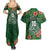 Custom Hawaii Volleyball Couples Matching Summer Maxi Dress and Hawaiian Shirt Kakau Abstract and Tropical Plants Green Color - Polynesian Pride