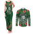 Custom Hawaii Volleyball Couples Matching Tank Maxi Dress and Long Sleeve Button Shirt Kakau Abstract and Tropical Plants Green Color - Polynesian Pride