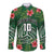 Custom Hawaii Volleyball Long Sleeve Button Shirt Kakau Abstract and Tropical Plants Green Color - Polynesian Pride