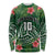 Custom Hawaii Volleyball Long Sleeve Shirt Kakau Abstract and Tropical Plants Green Color - Polynesian Pride