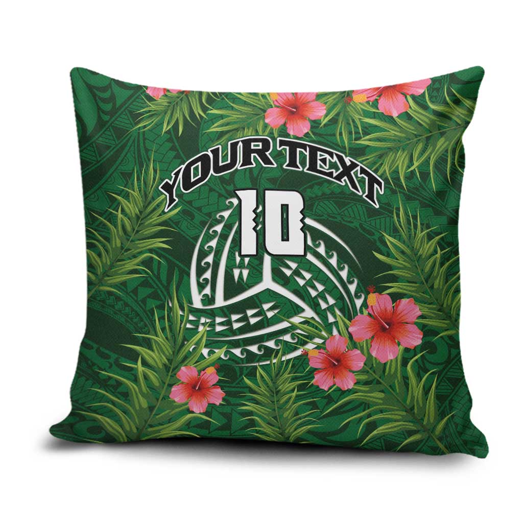 Custom Hawaii Volleyball Pillow Cover Kakau Abstract and Tropical Plants Green Color LT03 Green - Polynesian Pride