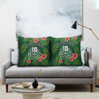 Custom Hawaii Volleyball Pillow Cover Kakau Abstract and Tropical Plants Green Color LT03 - Polynesian Pride