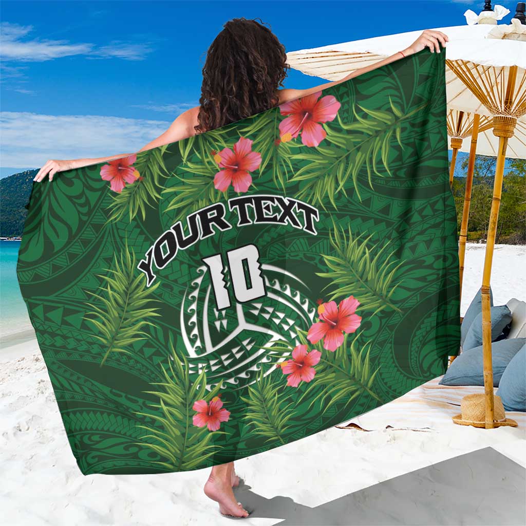 Custom Hawaii Volleyball Sarong Kakau Abstract and Tropical Plants Green Color - Polynesian Pride
