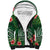 Custom Hawaii Volleyball Sherpa Hoodie Kakau Abstract and Tropical Plants Green Color - Polynesian Pride