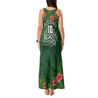 Custom Hawaii Volleyball Tank Maxi Dress Kakau Abstract and Tropical Plants Green Color LT03 - Polynesian Pride