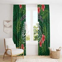 Custom Hawaii Volleyball Window Curtain Kakau Abstract and Tropical Plants Green Color - Polynesian Pride
