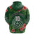 Custom Hawaii Volleyball Zip Hoodie Kakau Abstract and Tropical Plants Green Color - Polynesian Pride