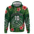 Custom Hawaii Volleyball Zip Hoodie Kakau Abstract and Tropical Plants Green Color - Polynesian Pride