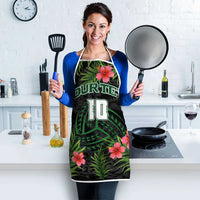 Custom Hawaii Volleyball Apron Kakau Abstract and Tropical Plants Black Color - Polynesian Pride