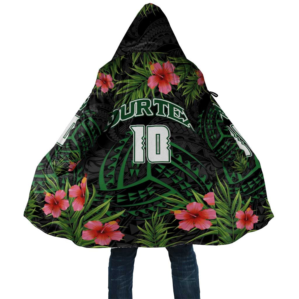 Custom Hawaii Volleyball Cloak Kakau Abstract and Tropical Plants Black Color LT03 Unisex Black - Polynesian Pride