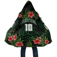 Custom Hawaii Volleyball Cloak Kakau Abstract and Tropical Plants Black Color LT03 Unisex Black - Polynesian Pride