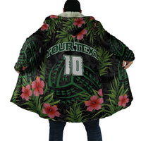 Custom Hawaii Volleyball Cloak Kakau Abstract and Tropical Plants Black Color LT03 - Polynesian Pride