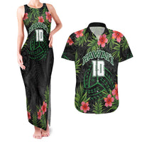 Custom Hawaii Volleyball Couples Matching Tank Maxi Dress and Hawaiian Shirt Kakau Abstract and Tropical Plants Black Color LT03 Black - Polynesian Pride