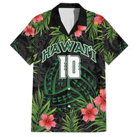 Custom Hawaii Volleyball Family Matching Long Sleeve Bodycon Dress and Hawaiian Shirt Kakau Abstract and Tropical Plants Black Color LT03 Dad's Shirt - Short Sleeve Black - Polynesian Pride