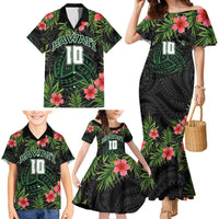 Custom Hawaii Volleyball Family Matching Mermaid Dress and Hawaiian Shirt Kakau Abstract and Tropical Plants Black Color LT03 - Polynesian Pride