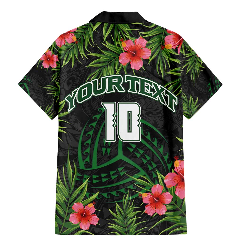 Custom Hawaii Volleyball Family Matching Mermaid Dress and Hawaiian Shirt Kakau Abstract and Tropical Plants Black Color LT03 - Polynesian Pride