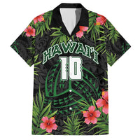 Custom Hawaii Volleyball Family Matching Short Sleeve Bodycon Dress and Hawaiian Shirt Kakau Abstract and Tropical Plants Black Color LT03 Dad's Shirt - Short Sleeve Black - Polynesian Pride