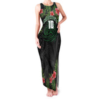 Custom Hawaii Volleyball Family Matching Tank Maxi Dress and Hawaiian Shirt Kakau Abstract and Tropical Plants Black Color LT03 Mom's Dress Black - Polynesian Pride