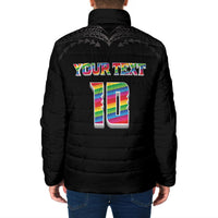 Custom Hawaii Rainbow Warriors Padded Jacket Kakau Shark Tooth and Polynesian Art Tattoo LT03 - Polynesian Pride