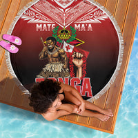 Mate Ma'a Tonga Beach Blanket Traditional Warrior and Ngatu Art Pattern LT03 - Polynesian Pride
