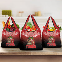 Mate Ma'a Tonga Grocery Bag Traditional Warrior and Ngatu Art Pattern LT03 3-pack One Size Red - Polynesian Pride
