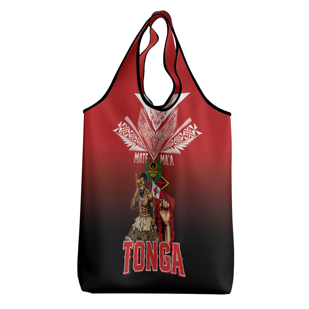 Mate Ma'a Tonga Grocery Bag Traditional Warrior and Ngatu Art Pattern LT03 - Polynesian Pride