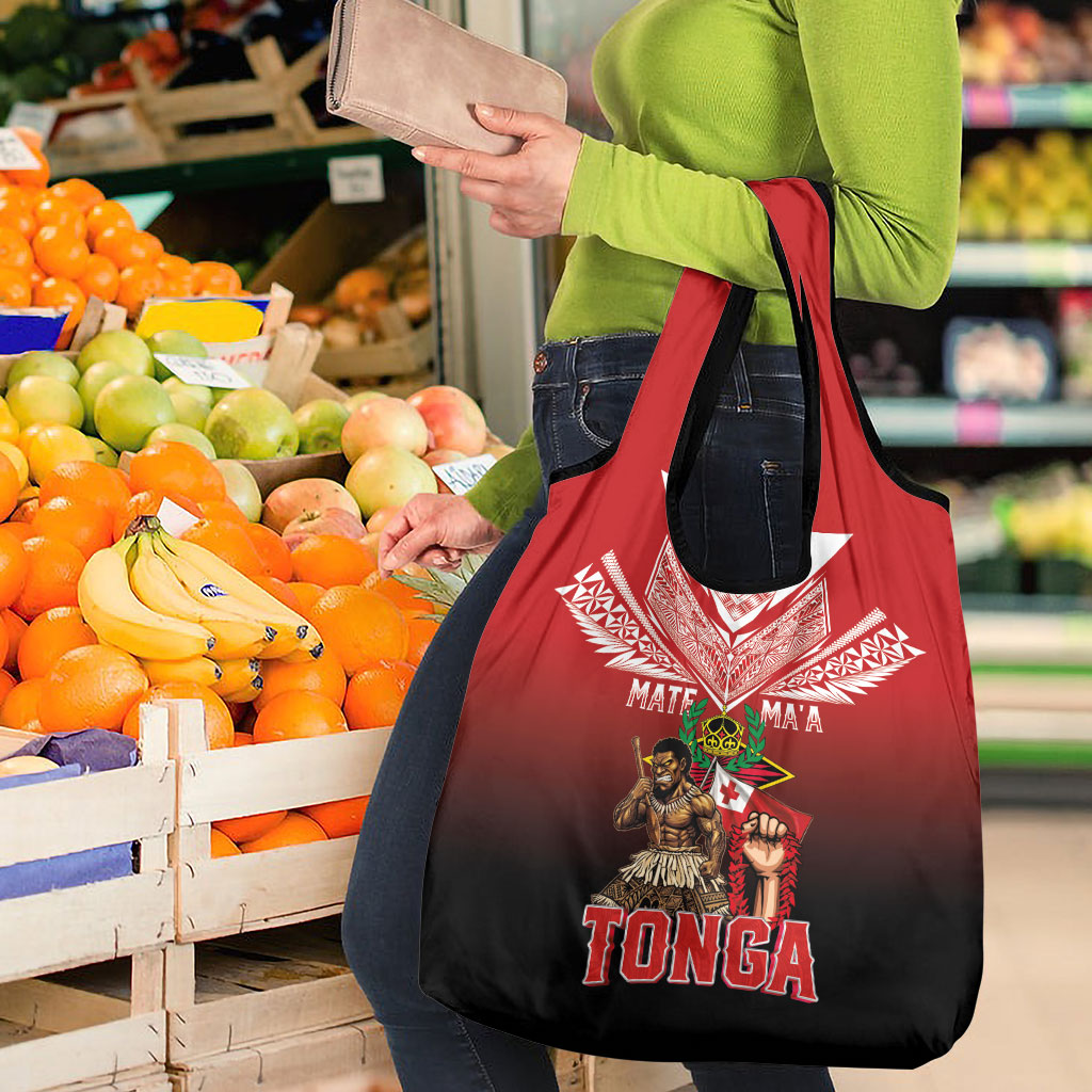Mate Ma'a Tonga Grocery Bag Traditional Warrior and Ngatu Art Pattern LT03 - Polynesian Pride