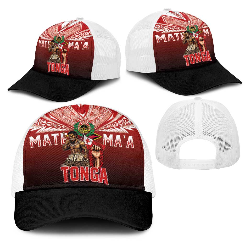 Mate Ma'a Tonga Mesh Trucker Cap Traditional Warrior and Ngatu Art Pattern LT03 - Polynesian Pride