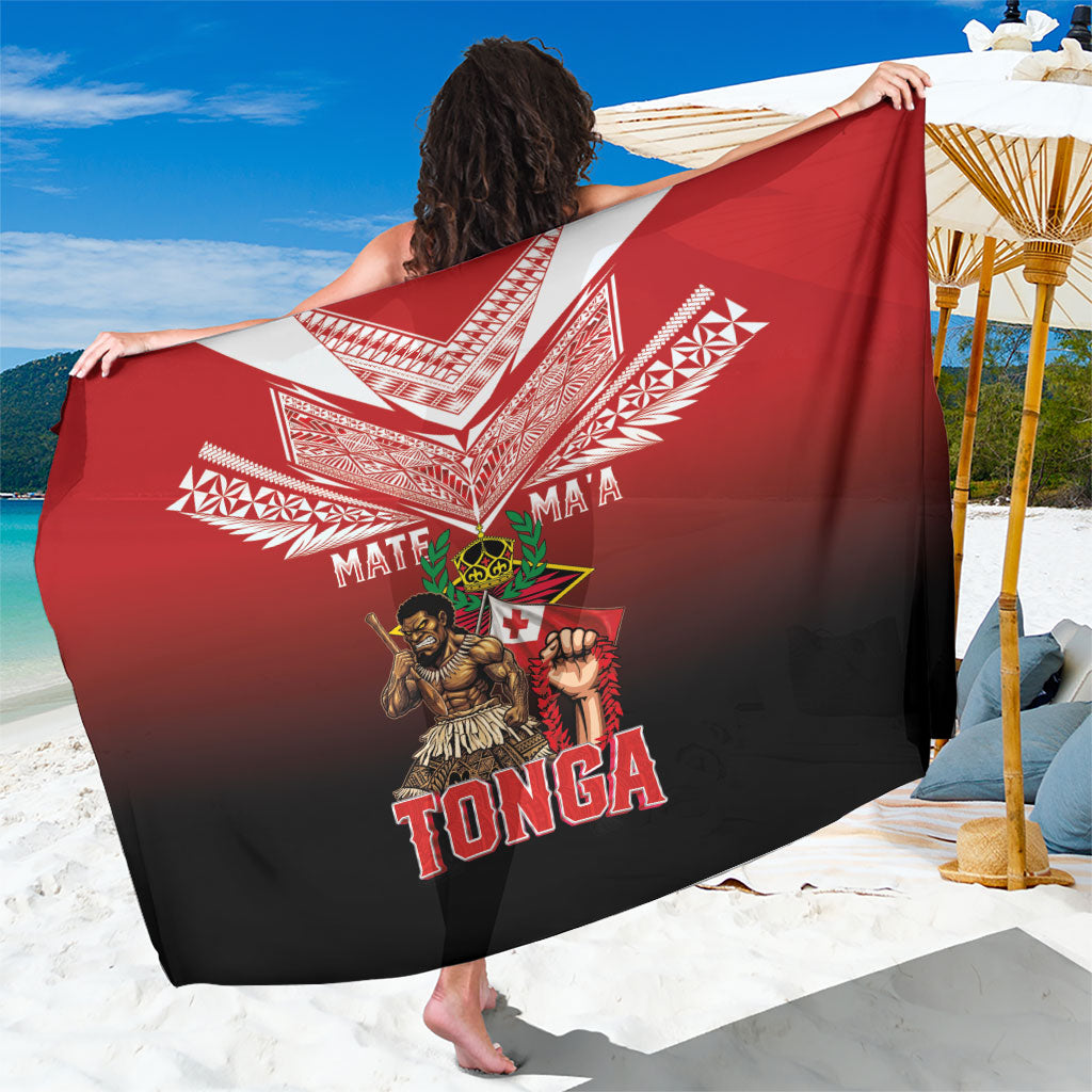 Mate Ma'a Tonga Sarong Traditional Warrior and Ngatu Art Pattern LT03 One Size 44 x 66 inches Red - Polynesian Pride